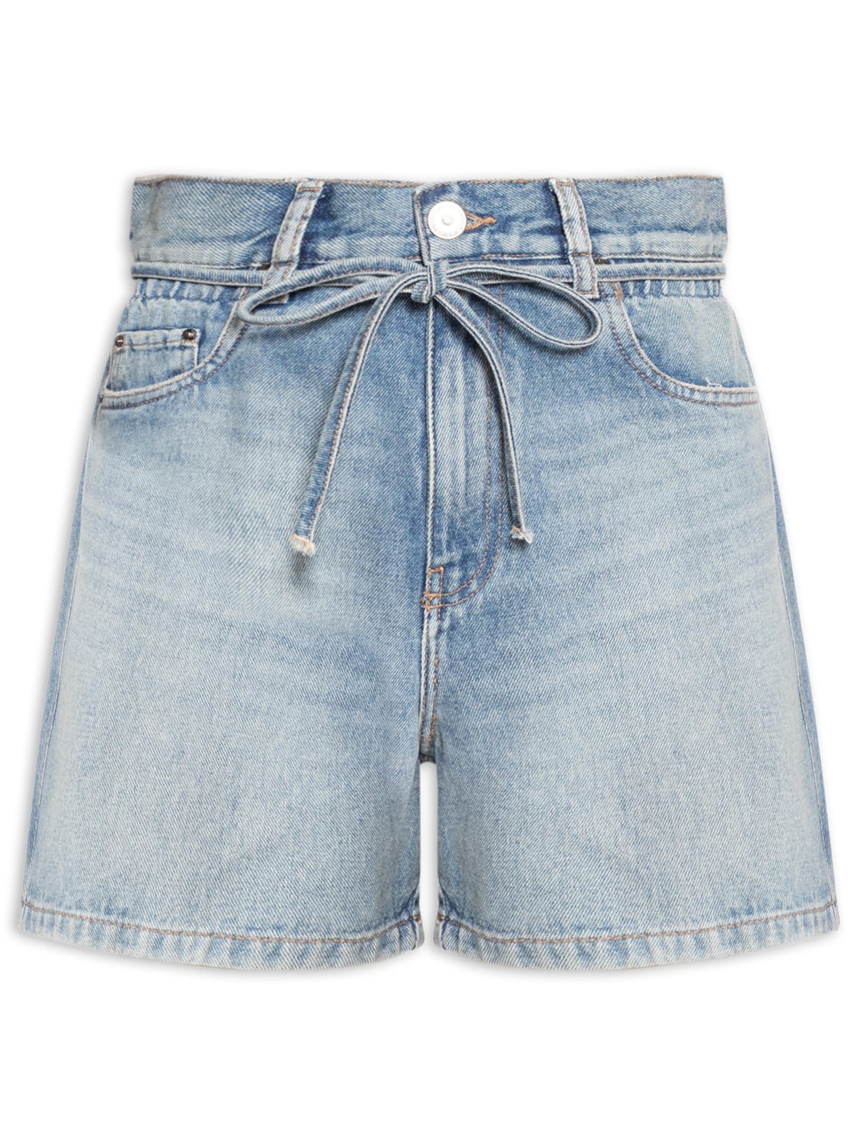 Bermuda Jeans Feminina Trapezio Com Elástico Azul Animale Jeans