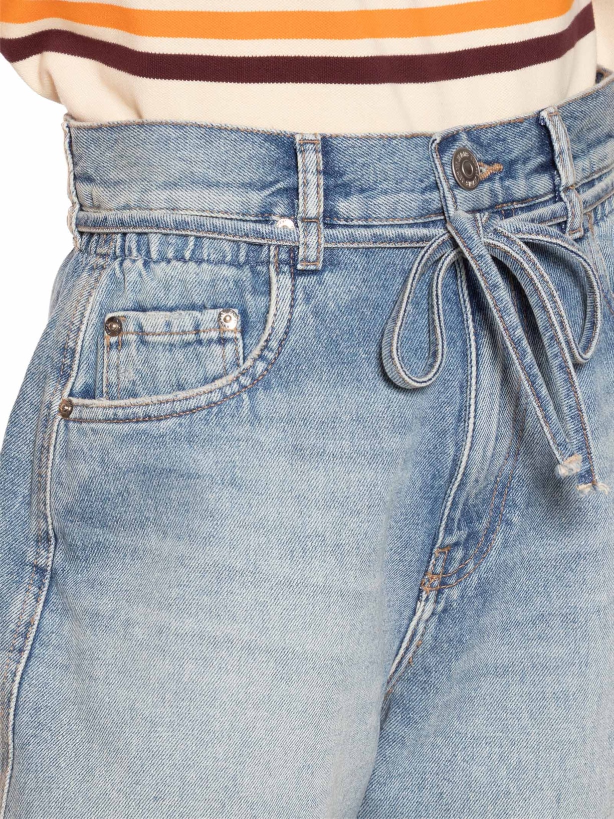Bermuda Jeans Feminina Trapezio Com Elástico Azul Animale Jeans