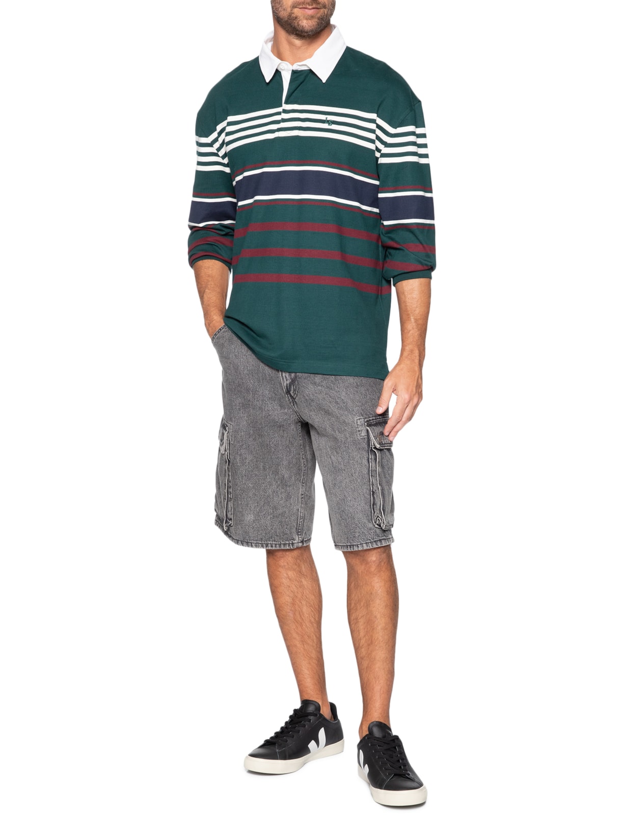 Bermuda Jeans Masculina 478 Baggy Cargo Preto Levi's