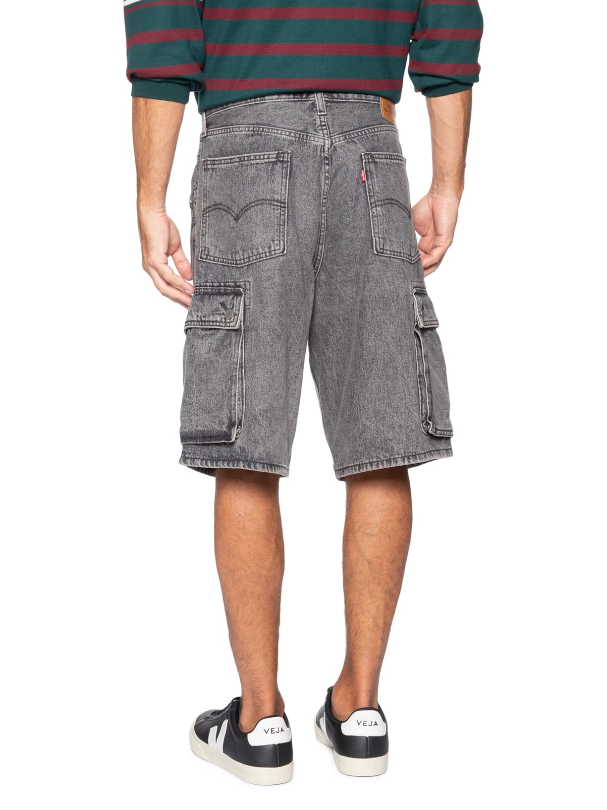 Bermuda Jeans Masculina 478 Baggy Cargo Preto Levi's