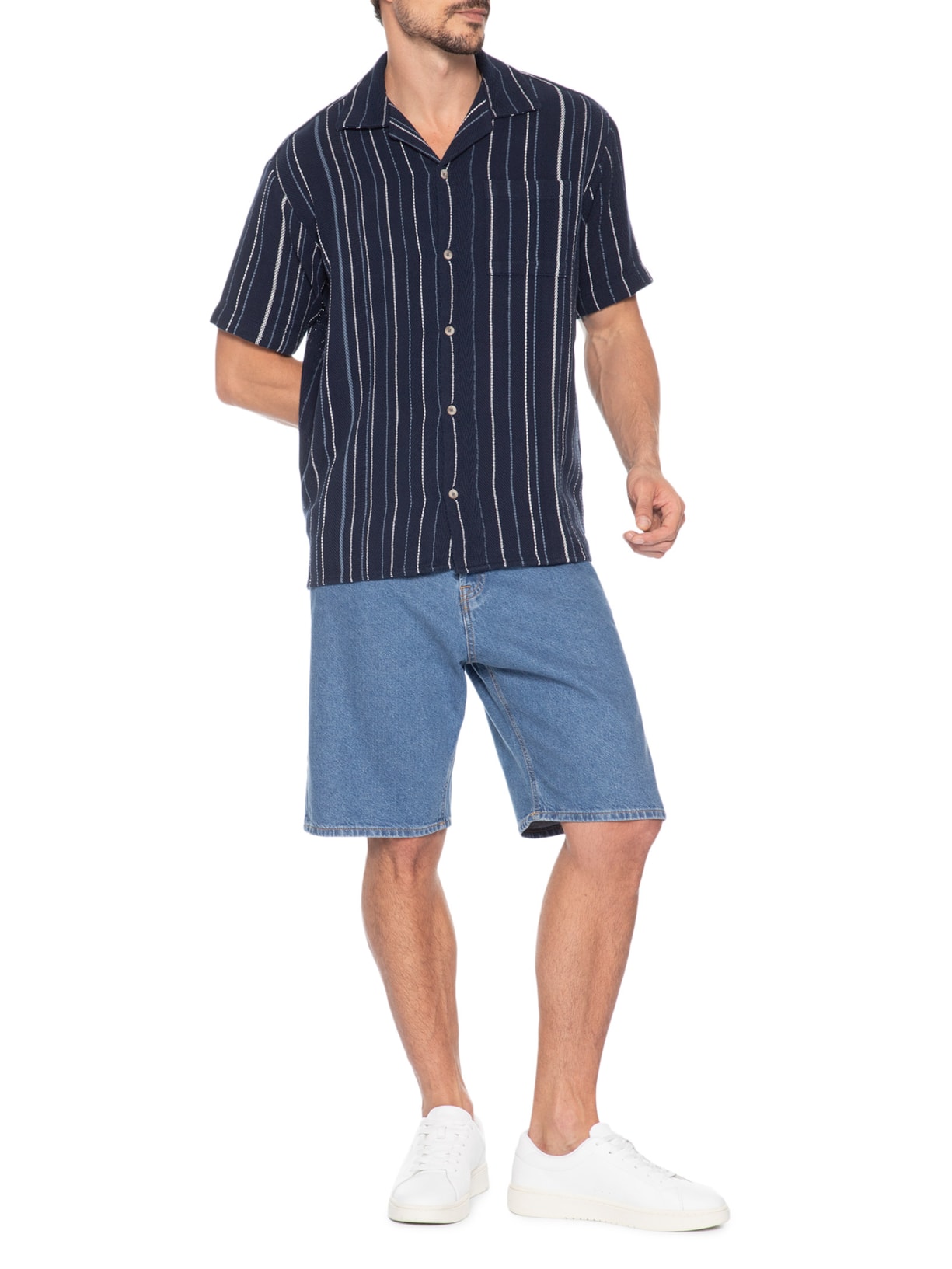 Bermuda Jeans Masculina Alex Original Azul Jack & Jones