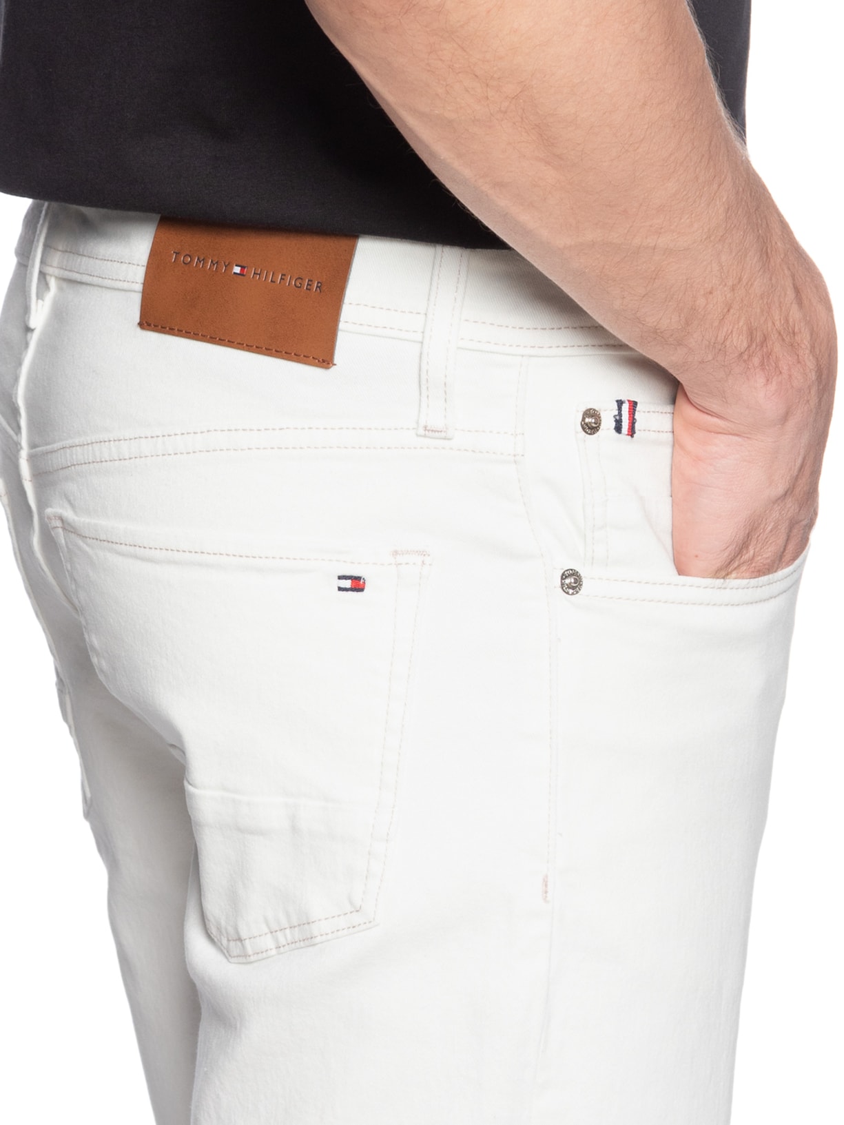 Bermuda Jeans Masculina Brooklyn Straight Branco Tommy Hilfiger