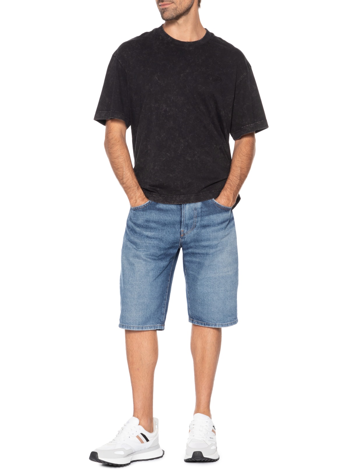 Bermuda Jeans Masculina Calzoncini Slim Azul Diesel