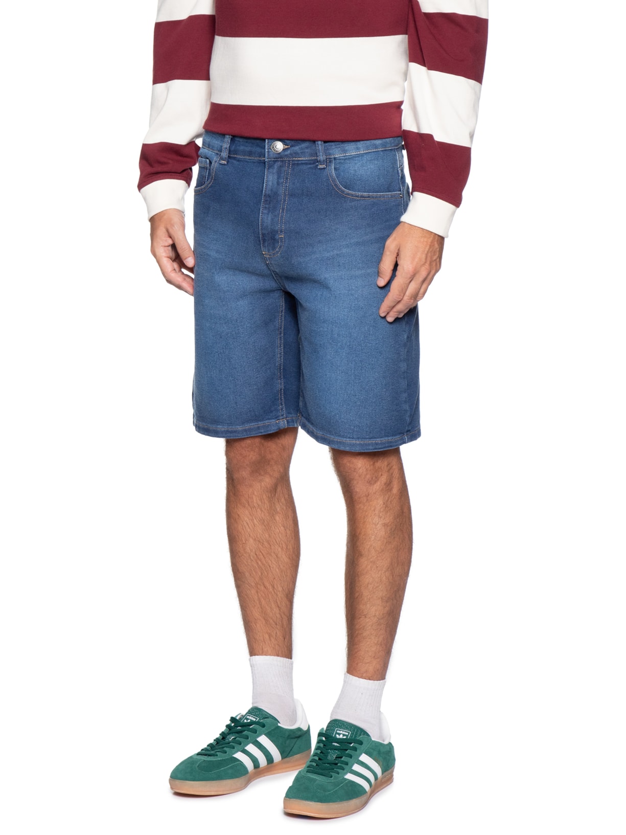 Bermuda Jeans Masculina Reta Fit Básica Azul Hering