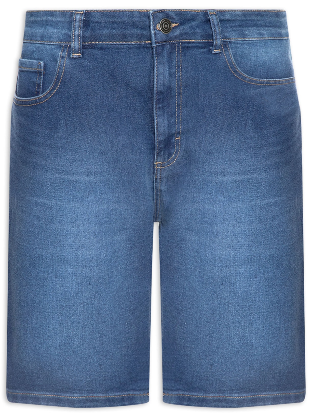 Bermuda Jeans Masculina Reta Fit Básica Azul Hering