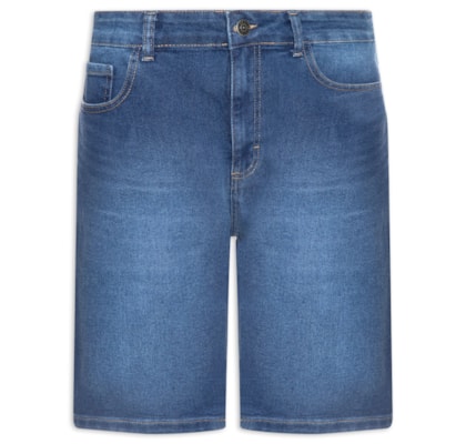 Bermuda Jeans Masculina Reta Fit Básica - Azul
