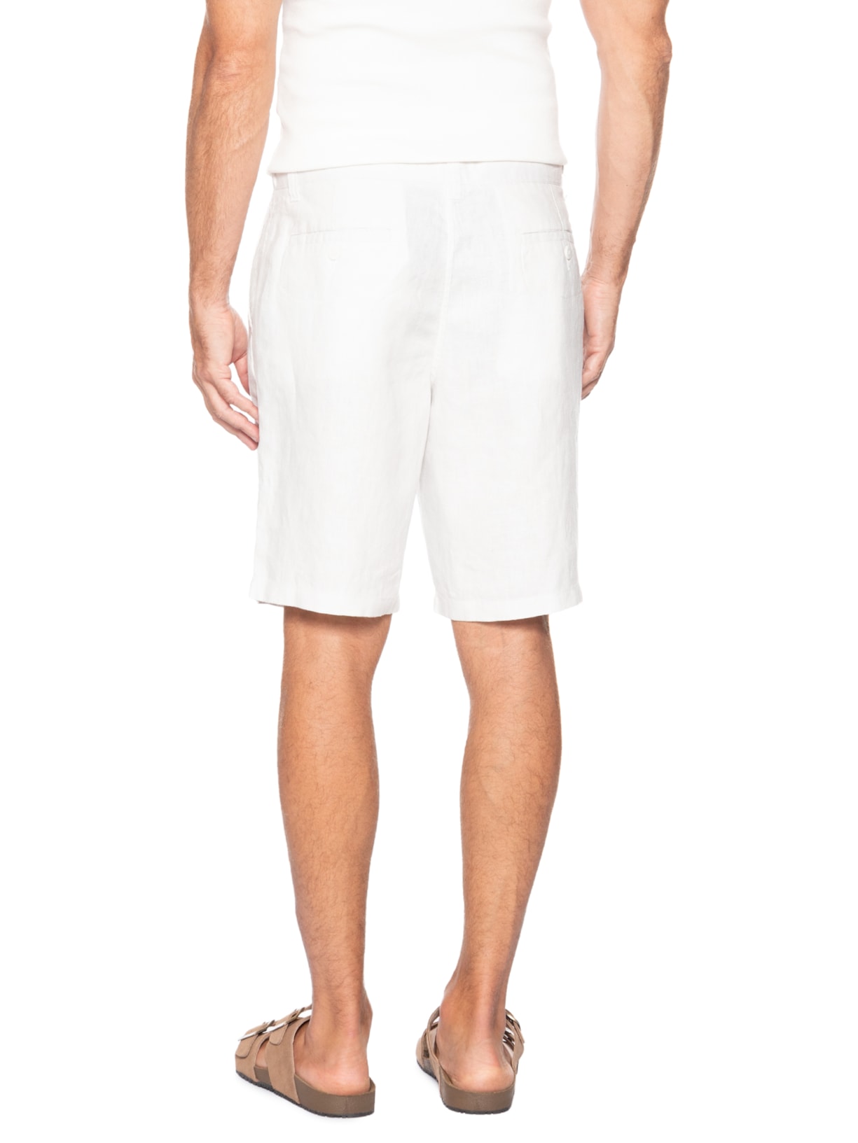 Bermuda Masculina Alfaiaria Linho Branco Aramis