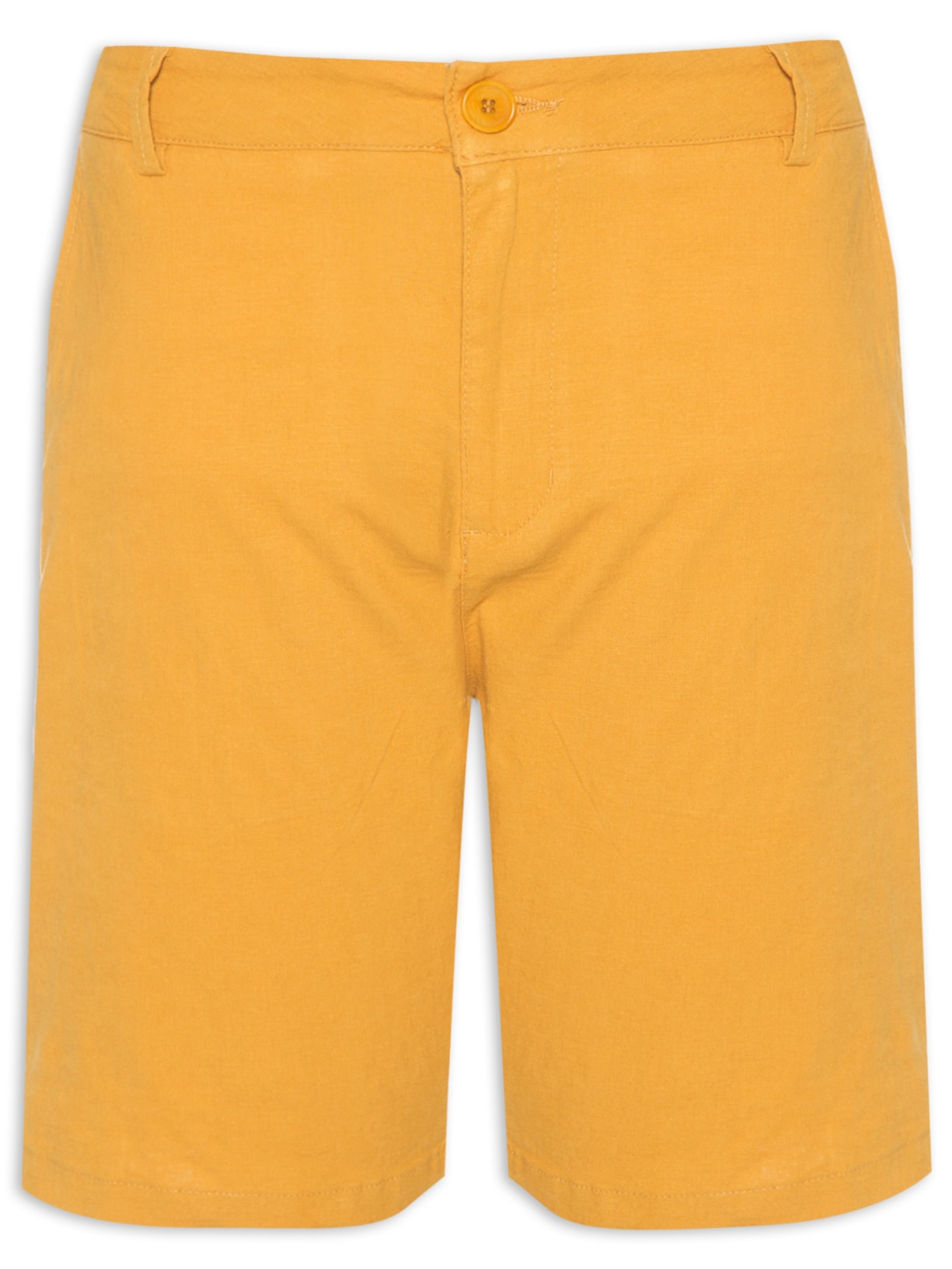 Bermuda Masculina Alfaiataria Basic Linen - Amarelo