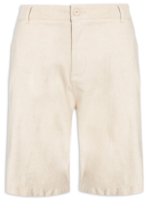 Bermuda Masculina Alfaiataria Basic Linen - Bege