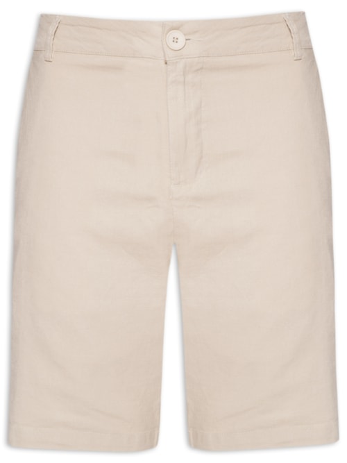 Bermuda Masculina Alfaiataria Basic Linen - Bege