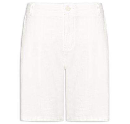 Bermuda Masculina Alfaiataria Basic Linen - Branco