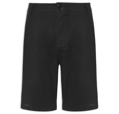 Bermuda Masculina Alfaiataria  Basic Linen - Preto