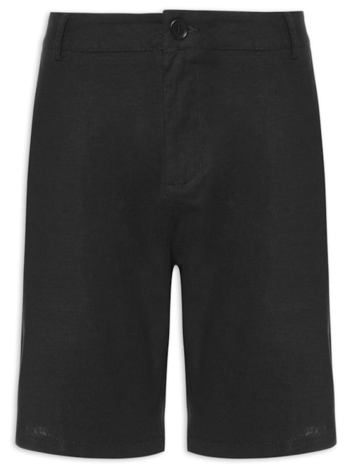 Bermuda Masculina Alfaiataria Basic Linen - Preto