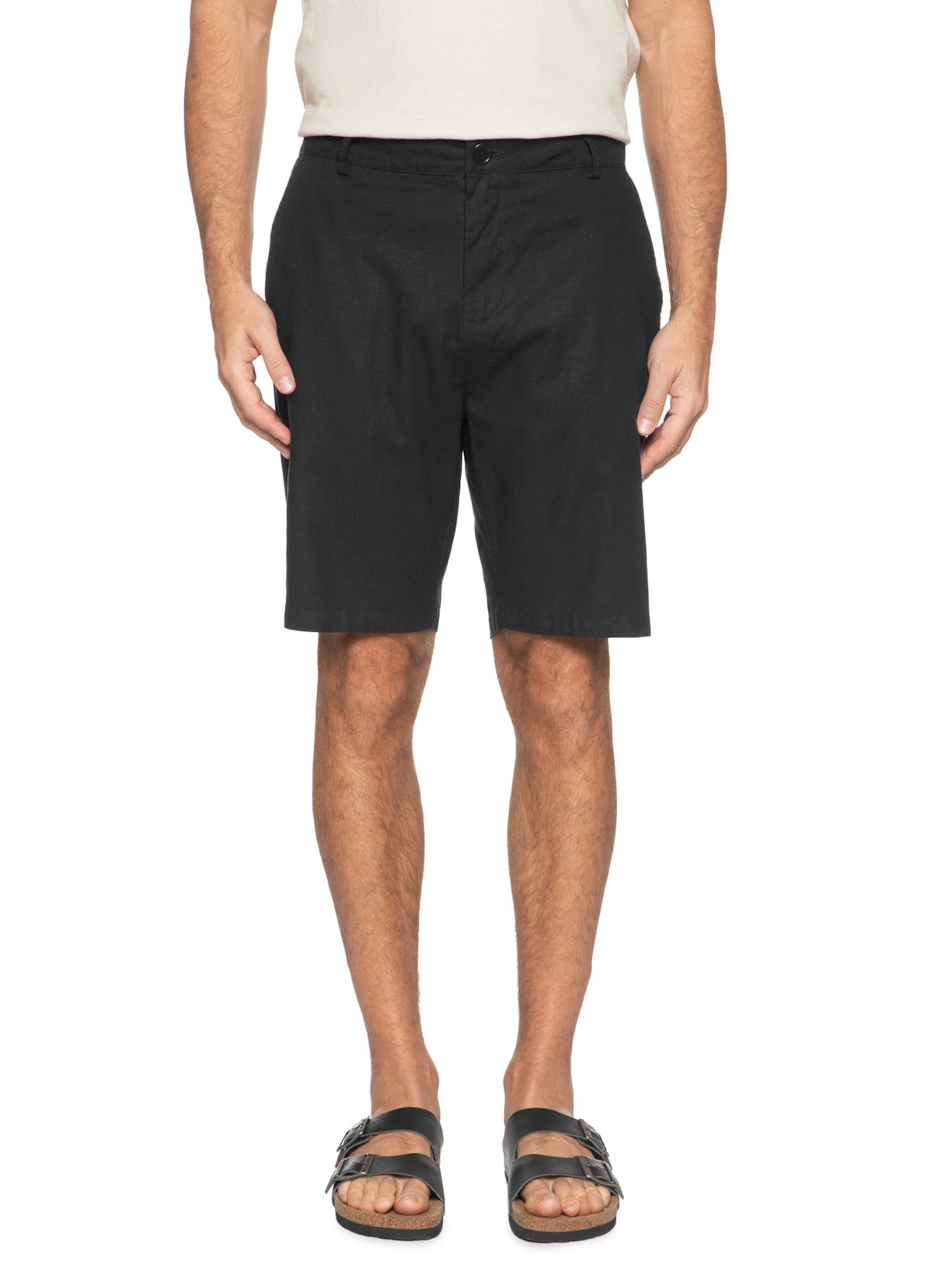 Bermuda Masculina Alfaiataria  Basic Linen Preto Osklen