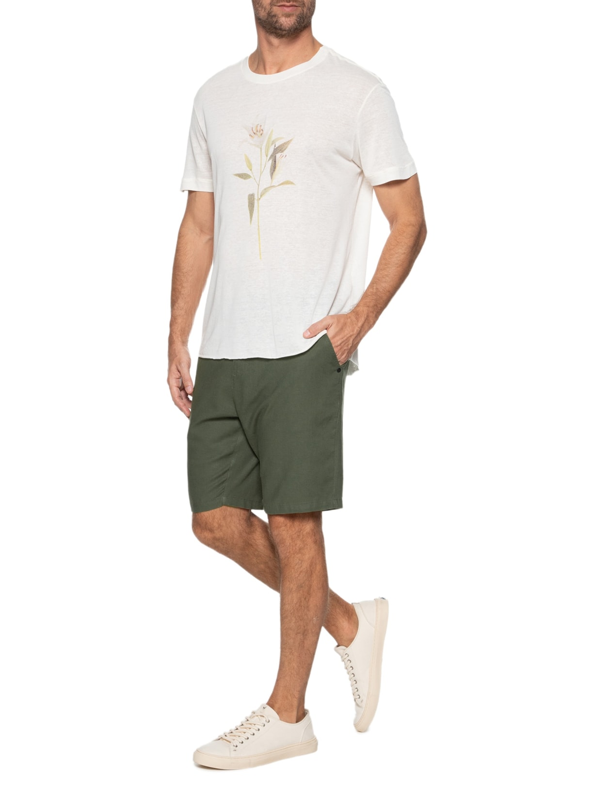 Bermuda Masculina Alfaiataria Basic Linen Verde Osklen