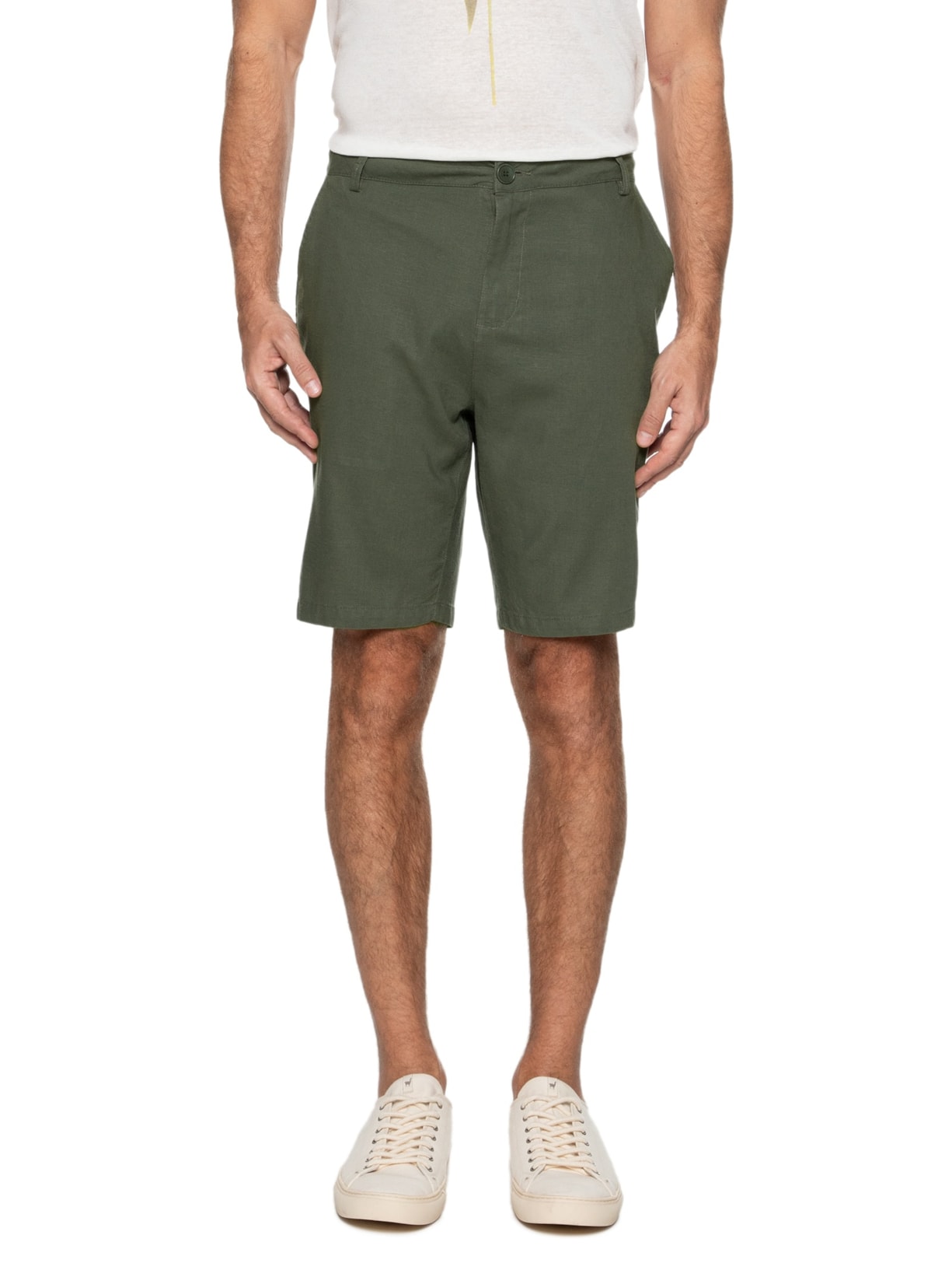 Bermuda Masculina Alfaiataria Basic Linen Verde Osklen