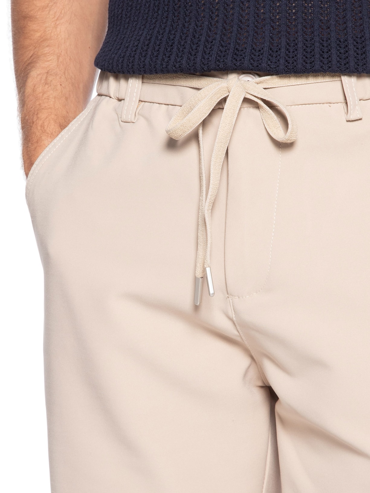 Bermuda Masculina Alfaiataria Cós Elástico Bege '2 Essential