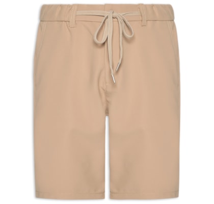 Bermuda Masculina Alfaiataria Cós Elástico E Cordão - Bege