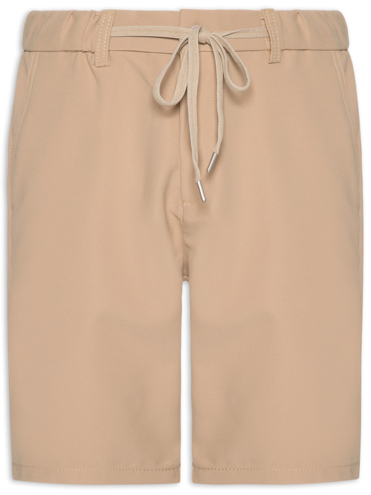 Bermuda Masculina Alfaiataria Cós Elástico E Cordão - Bege