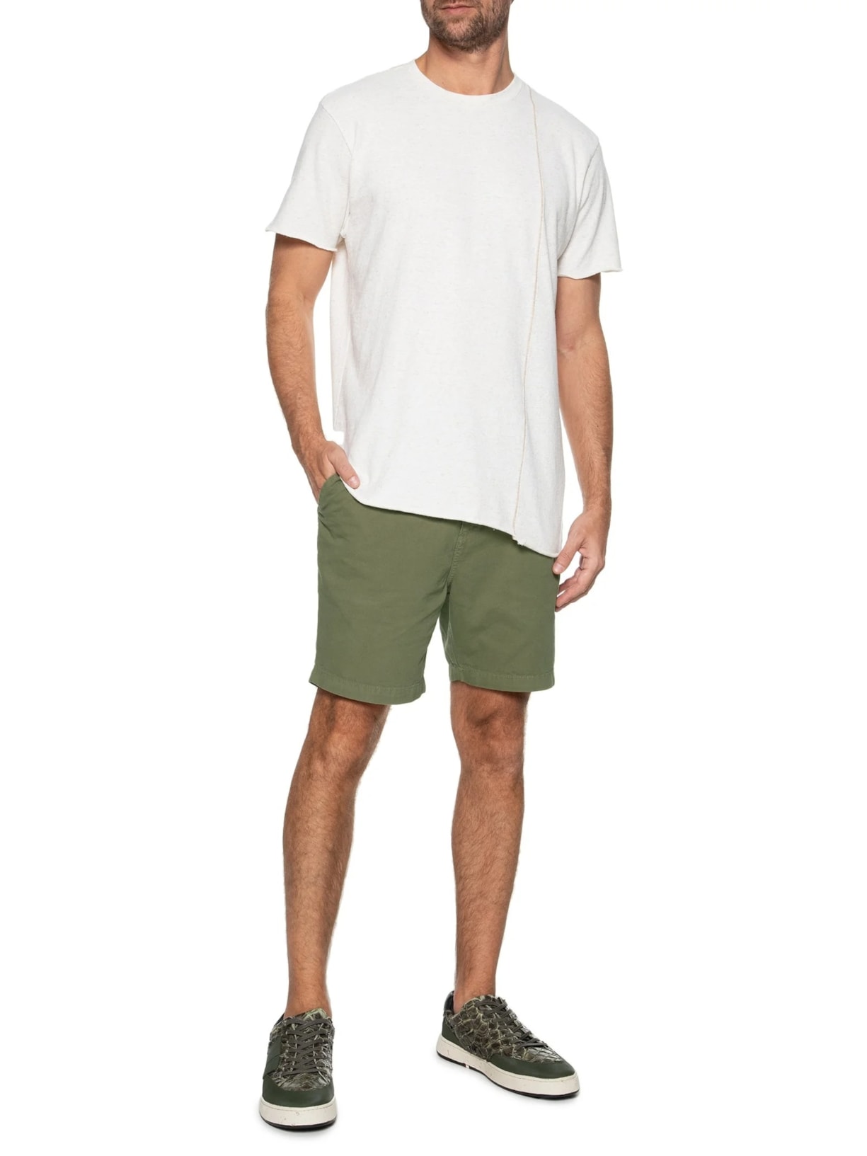 Bermuda Masculina Alfaiataria Cotton E-Basics Verde Osklen