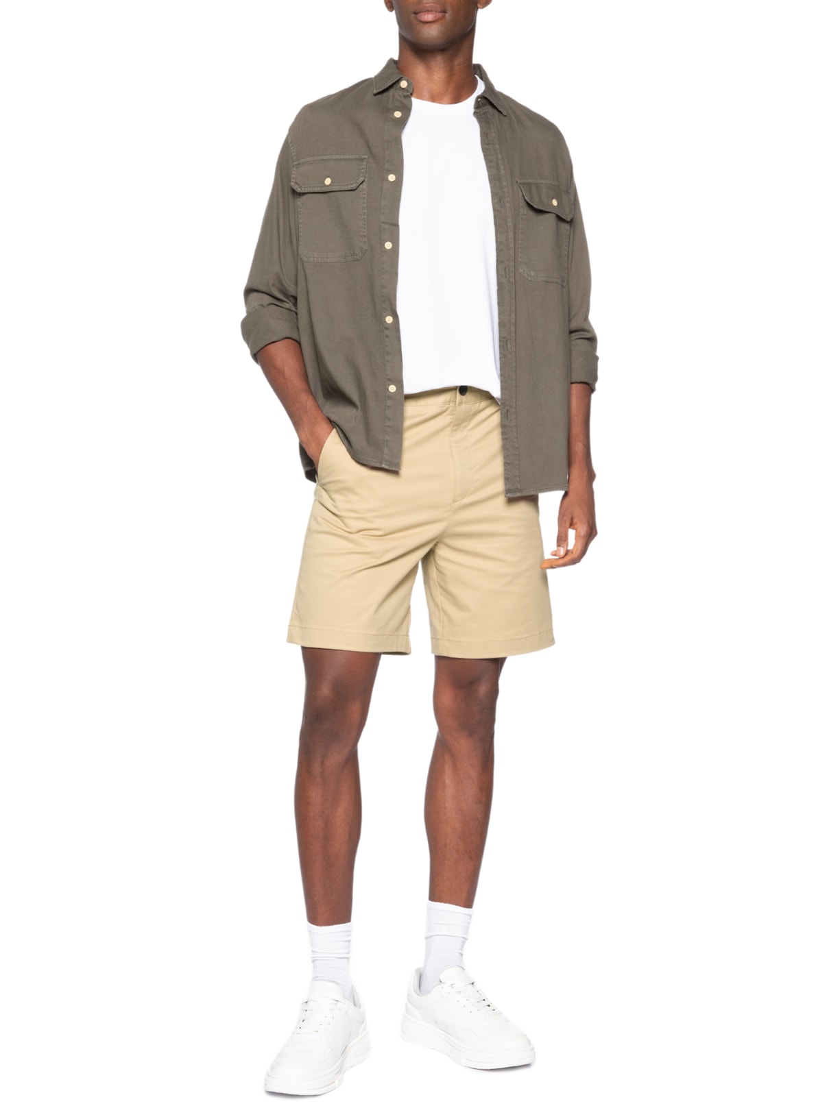 Bermuda Masculina Alfaiataria Genar261S Bege Hugo