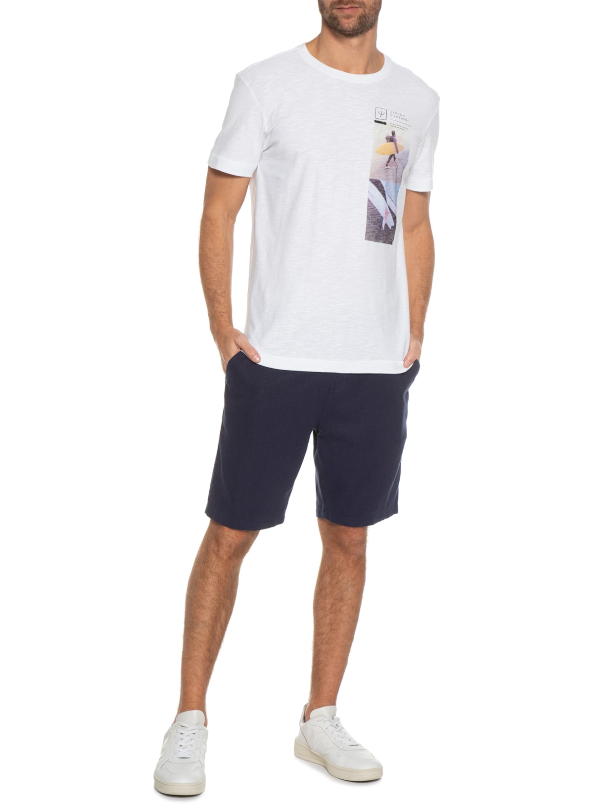 Bermuda Masculina Alfaiataria Linen Blithe Azul Osklen