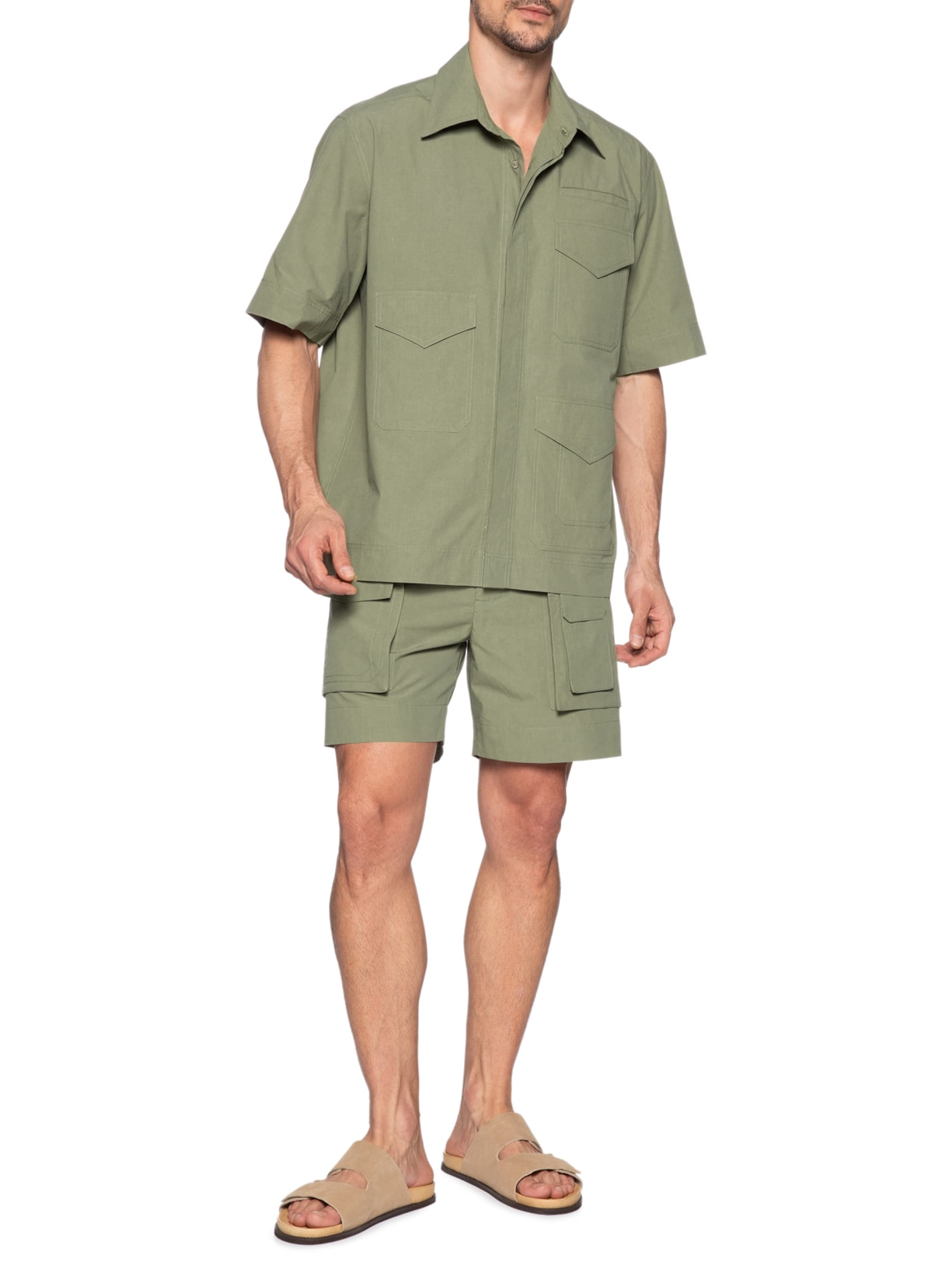 Bermuda Masculina Algodão Cargo Verde Handred