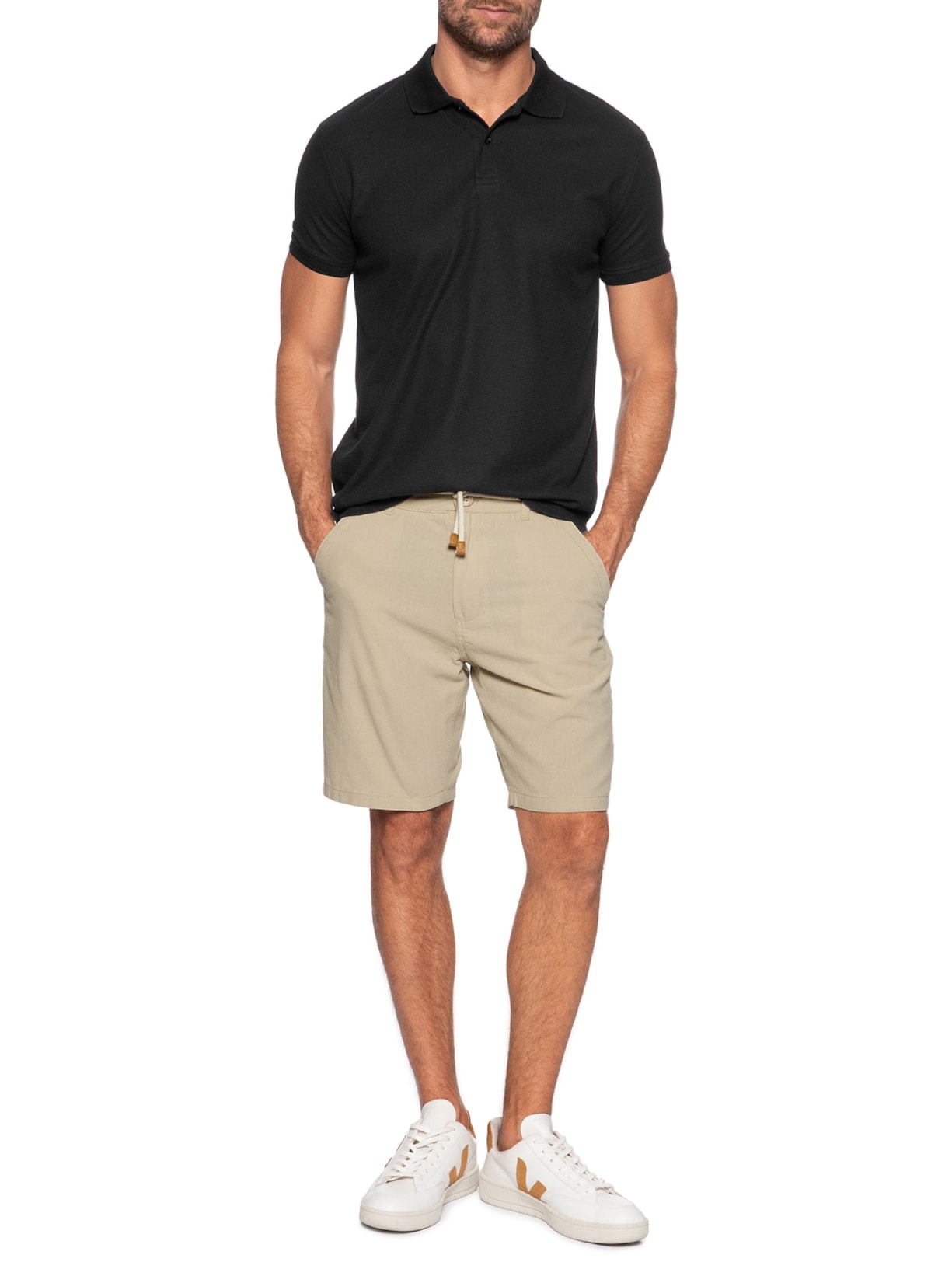 Bermuda Masculina Algodão Ocean Bege '2 Essential