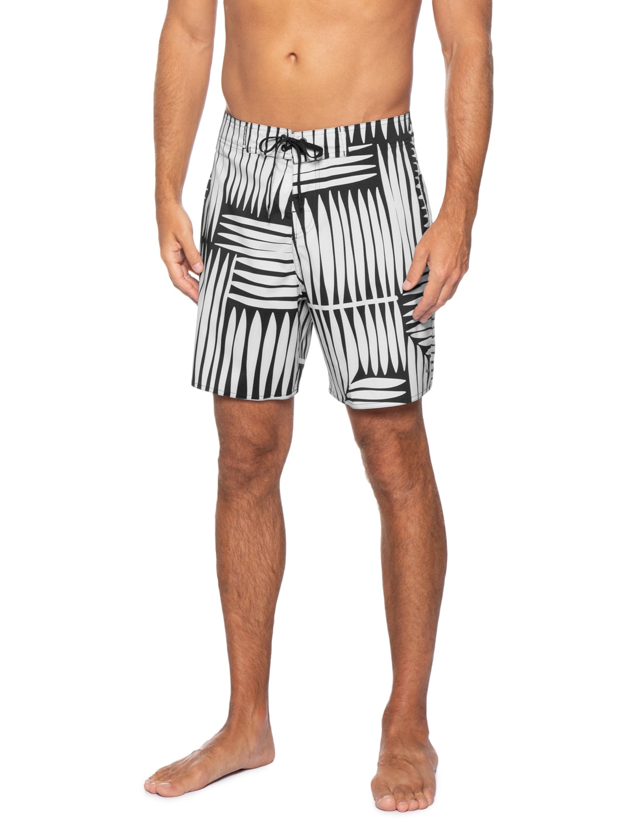 Bermuda Masculina Beachwear Aquaone Flex Geographic Lea Preto Osklen