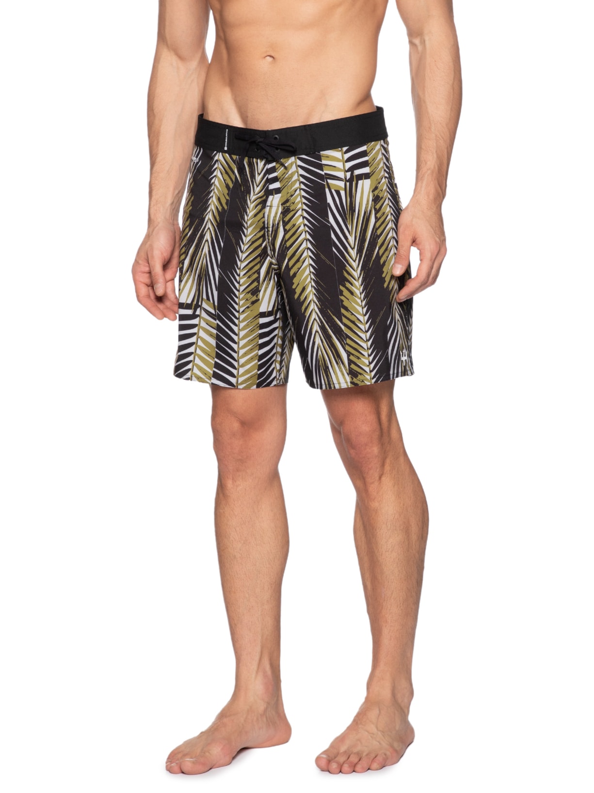 Bermuda Masculina Beachwear Aquaone Flex Palm Stripes  – Marrom Osklen