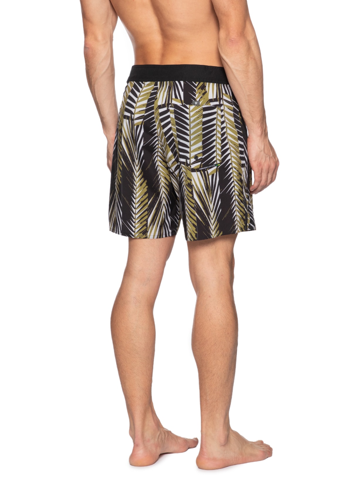 Bermuda Masculina Beachwear Aquaone Flex Palm Stripes  – Marrom Osklen