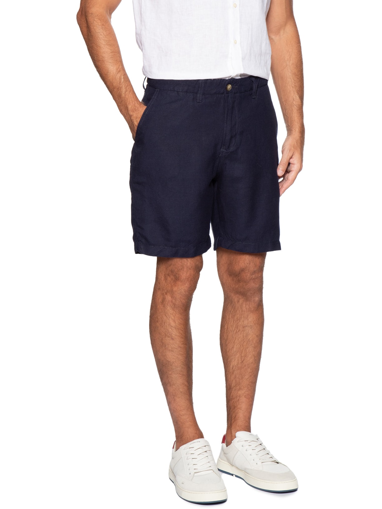 Bermuda Masculina Blend Linen Azul Pineapple