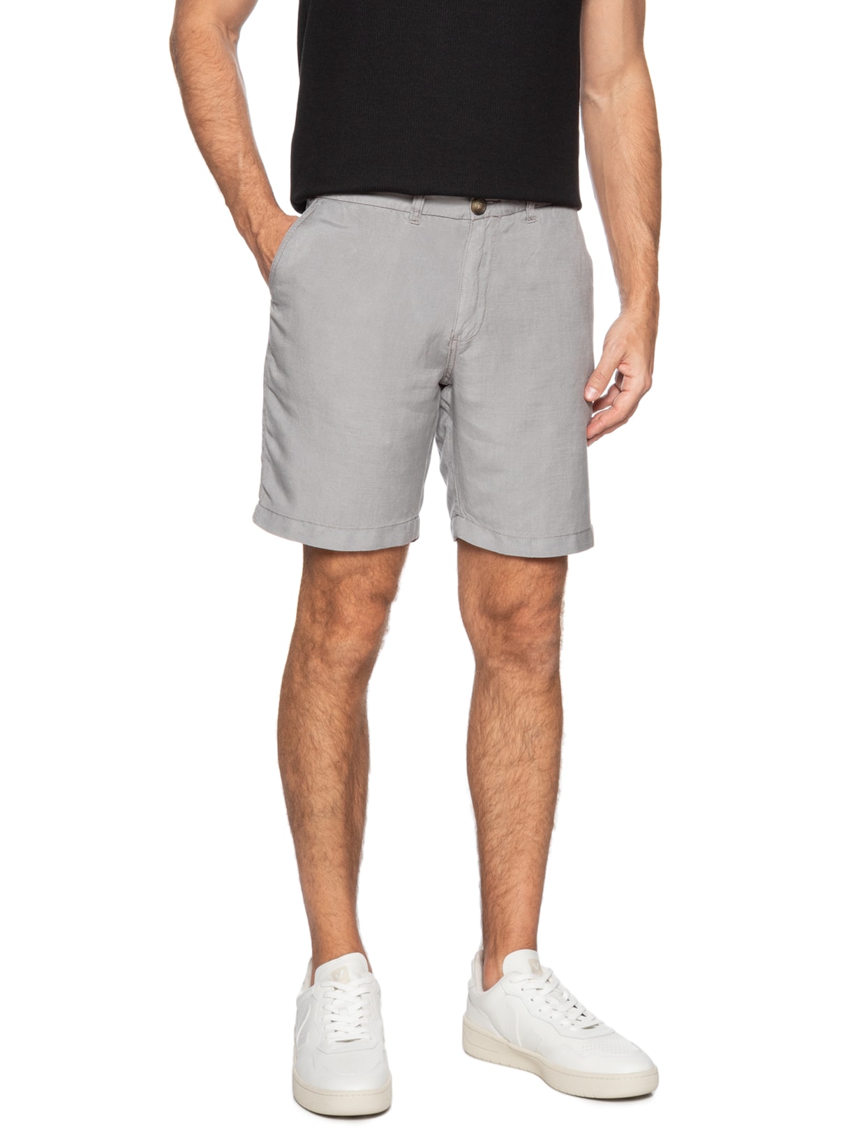 Bermuda Masculina Blend Linen Cinza Pineapple