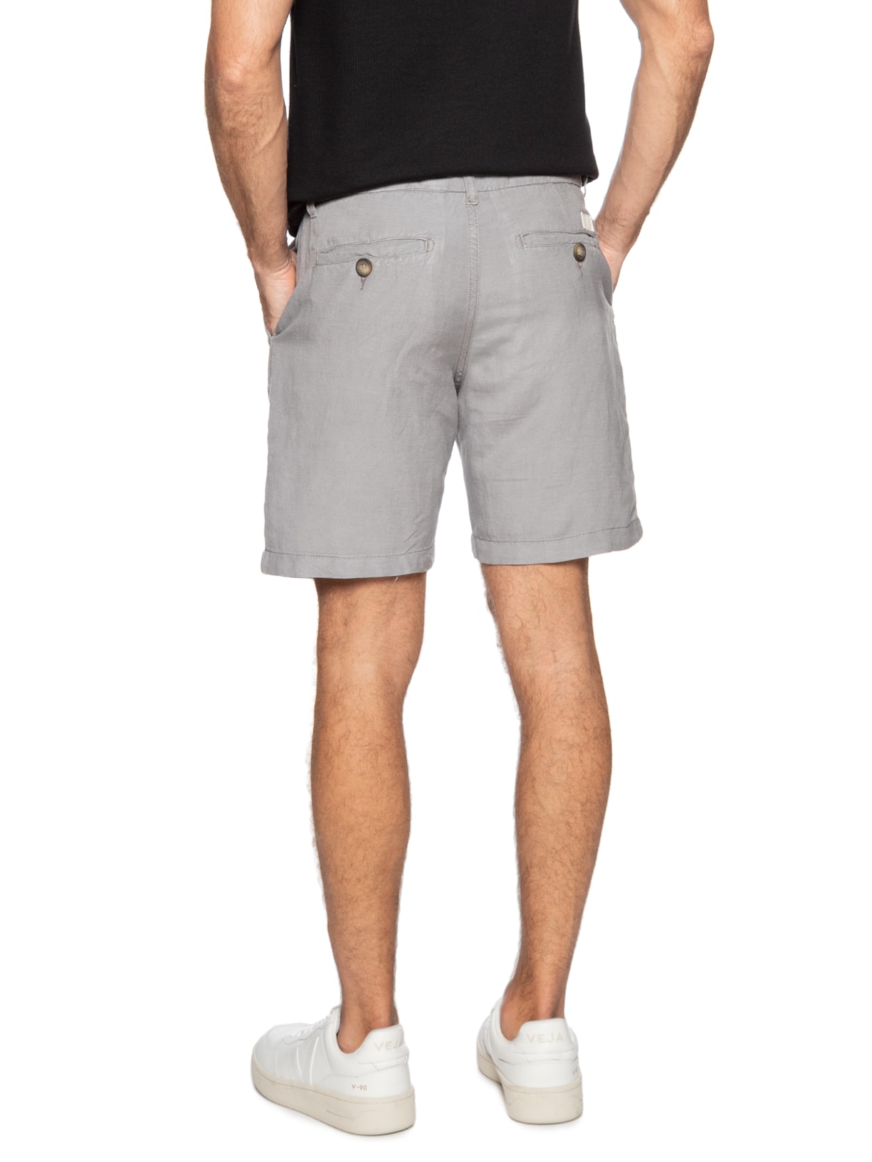 Bermuda Masculina Blend Linen Cinza Pineapple