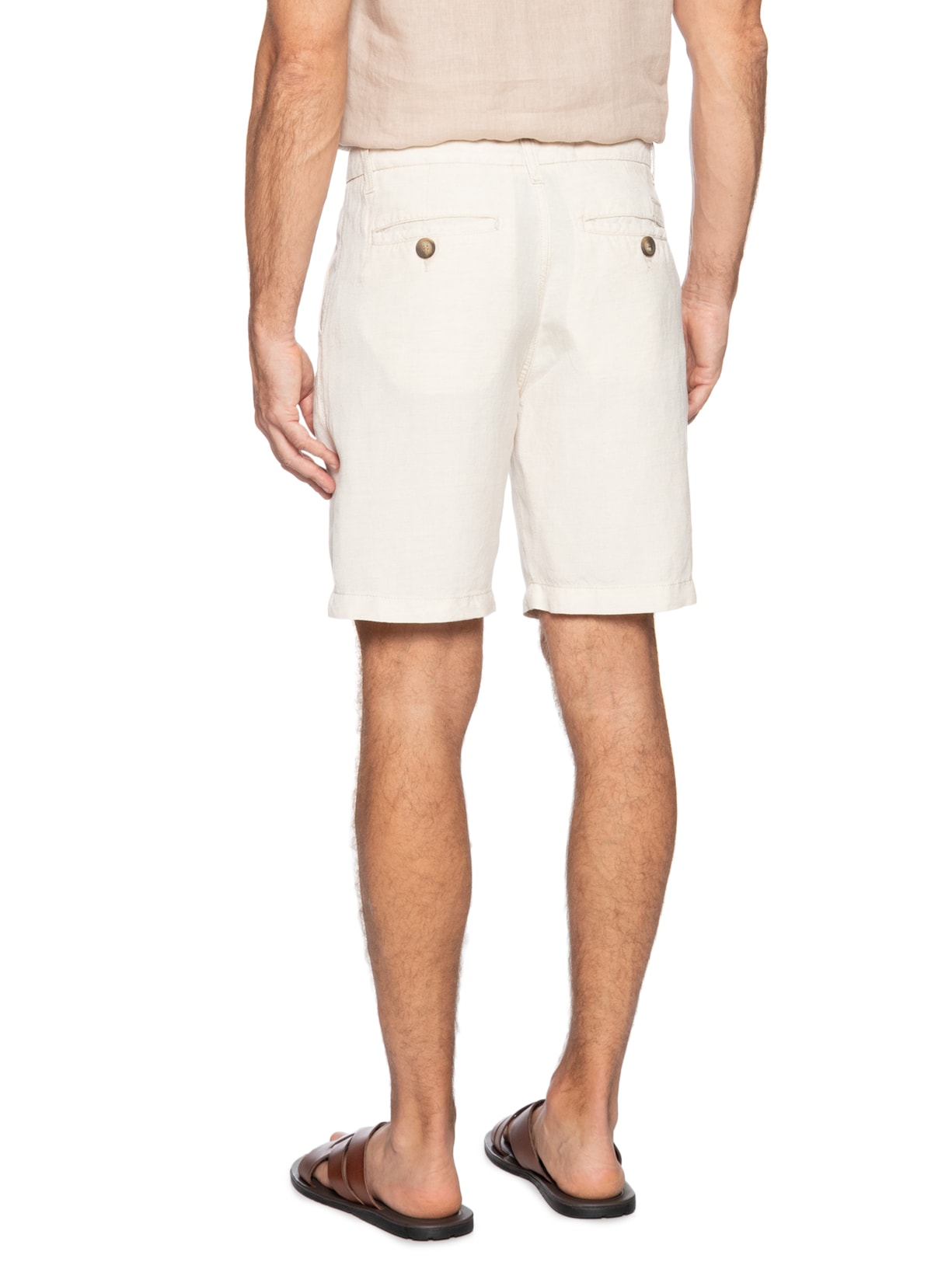 Bermuda Masculina Blend Linen Off White Pineapple