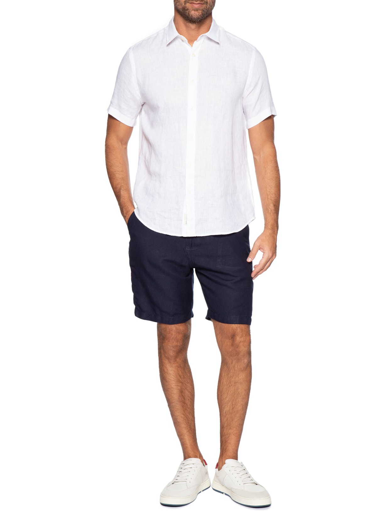 Bermuda Masculina Blend Linen – Azul Pineapple