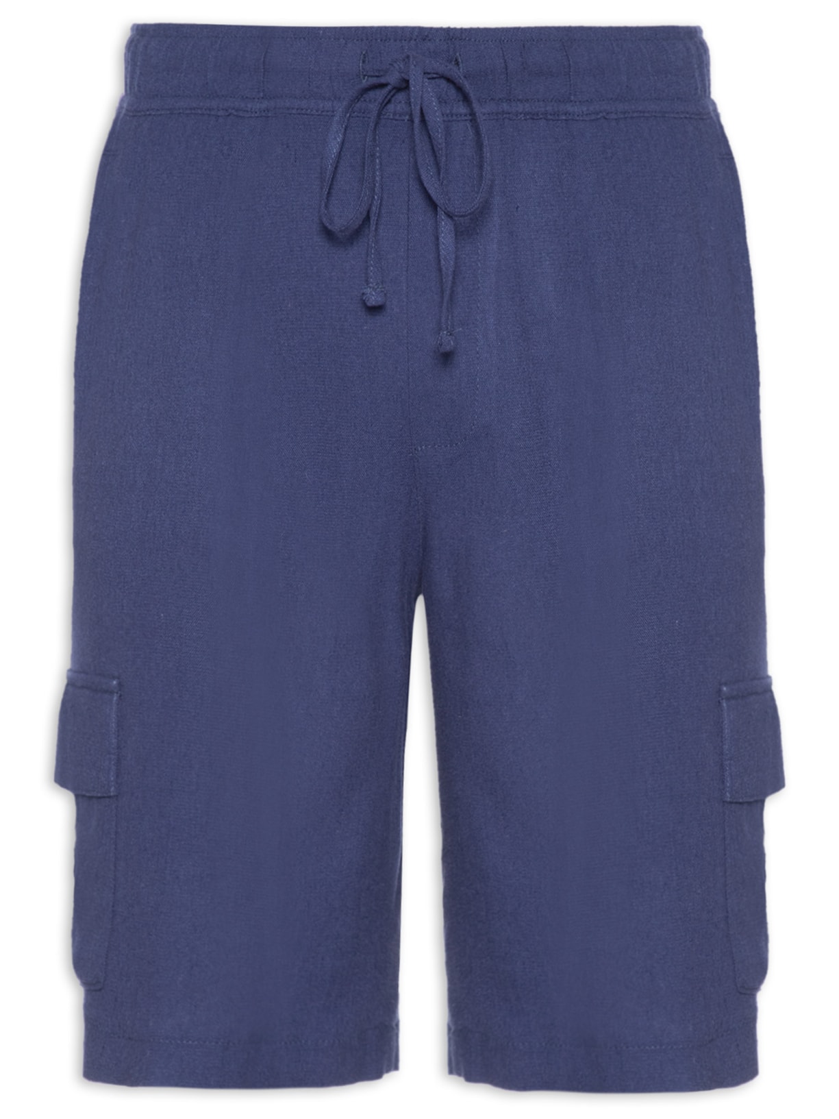 Bermuda Masculina Bolso Cargo Linho - Azul