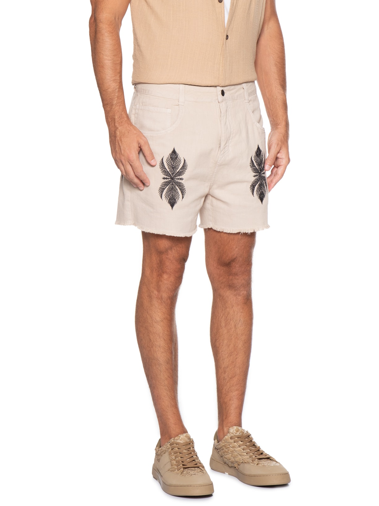 Bermuda Masculina Cânhamo Leaf Bege Osklen