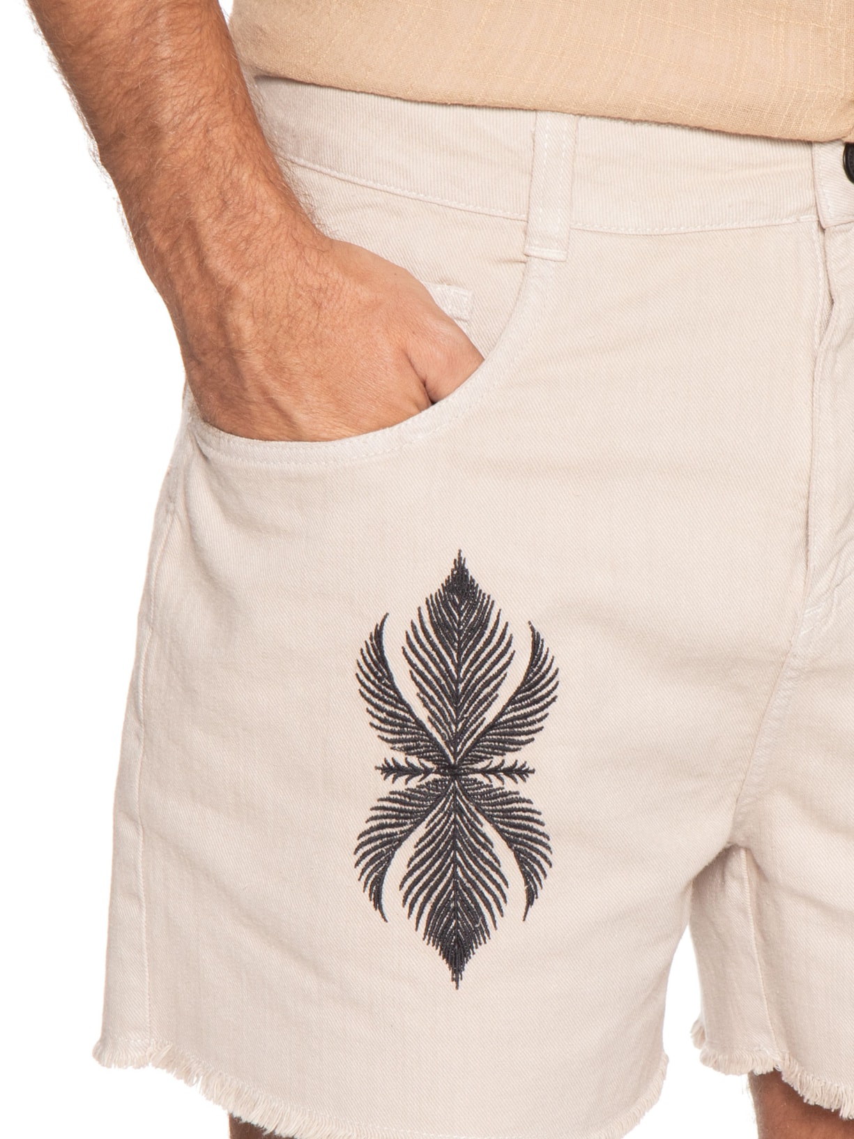 Bermuda Masculina Cânhamo Leaf Bege Osklen