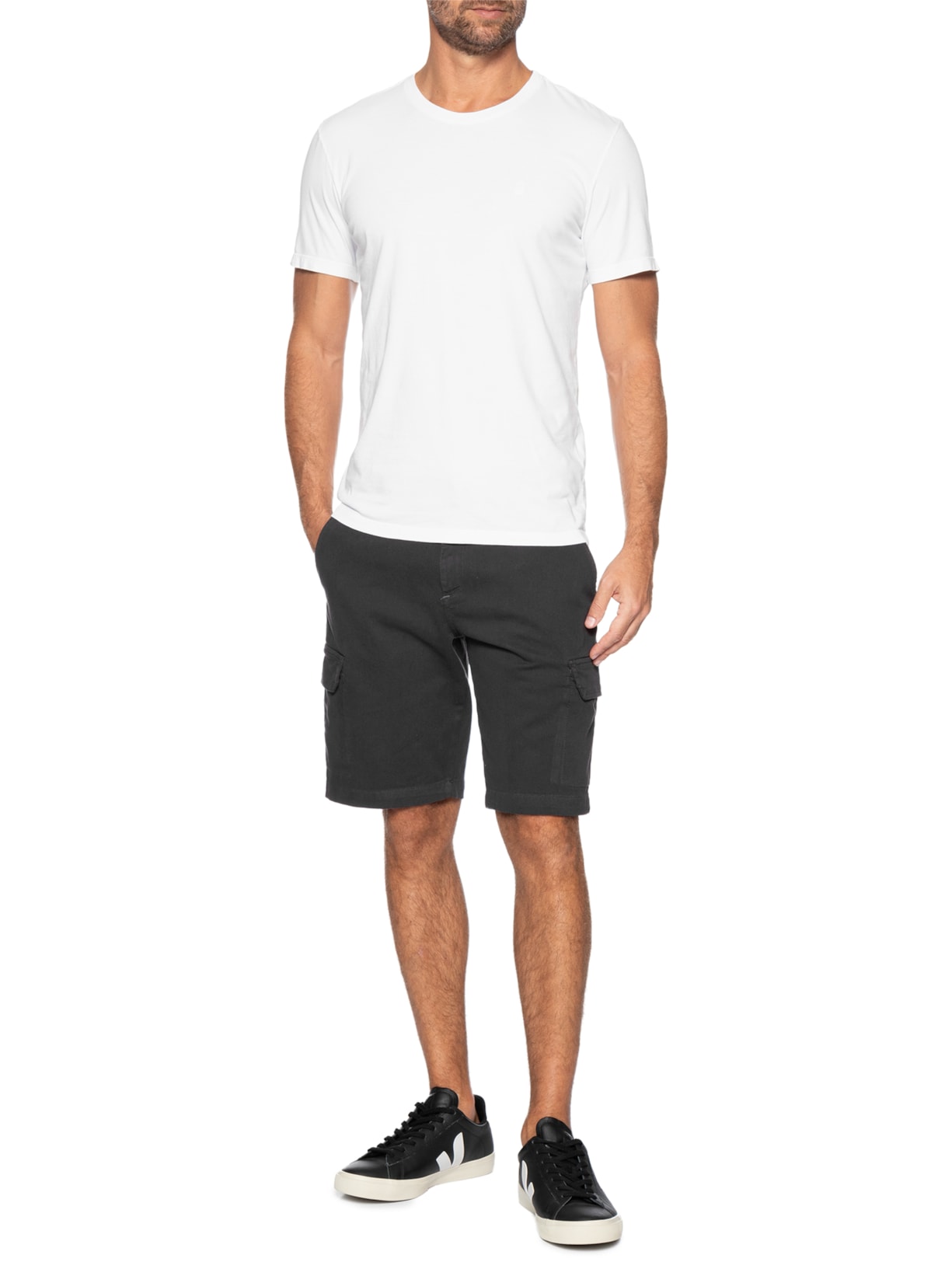 Bermuda Masculina Cargo com Cinto Preto Sergio K