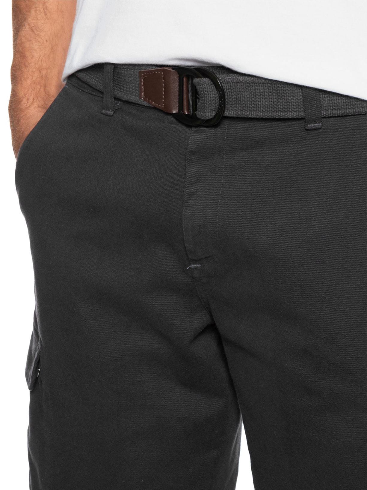 Bermuda Masculina Cargo com Cinto Preto Sergio K