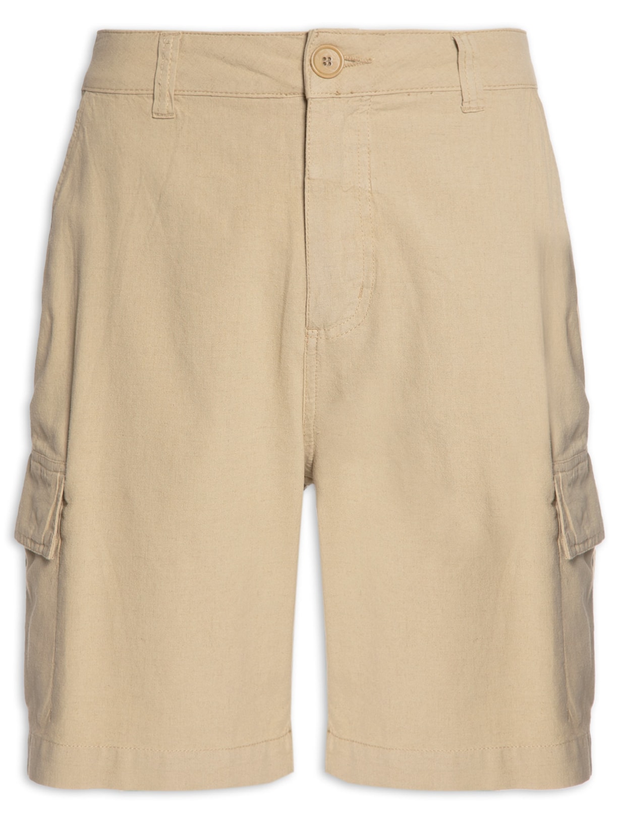 Bermuda Masculina Cargo Cotton Linen New - Bege