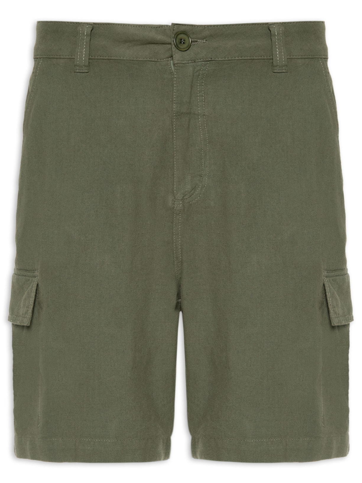 Bermuda Masculina Cargo Cotton Linen New - Verde