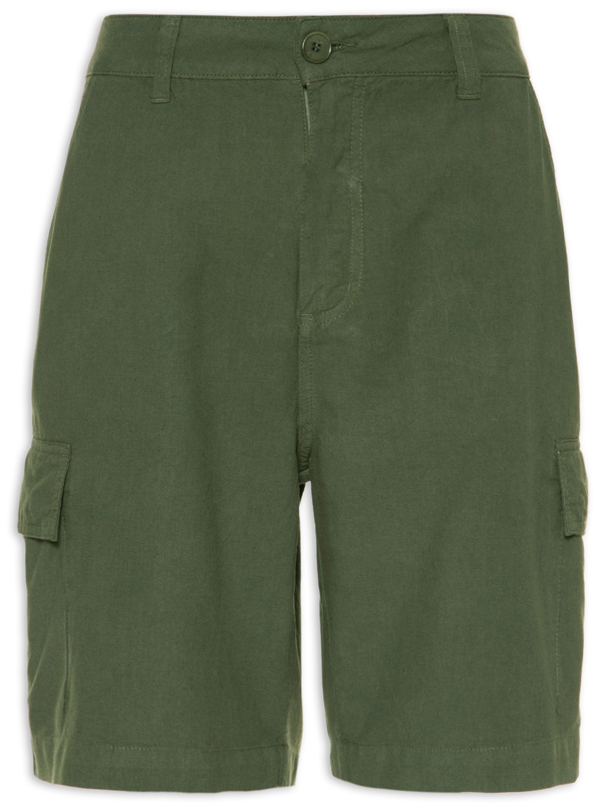 Bermuda Masculina Cargo Cotton Linen New - Verde
