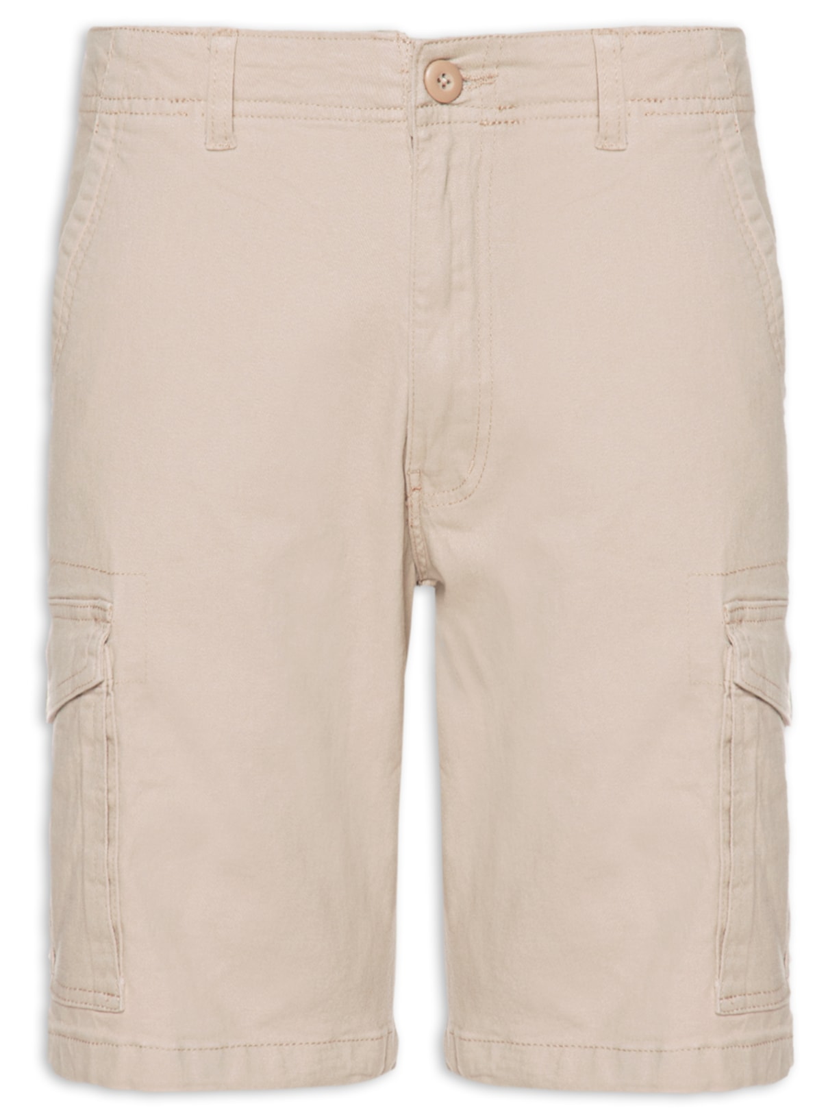 Bermuda Masculina Cargo Em Sarja - Bege