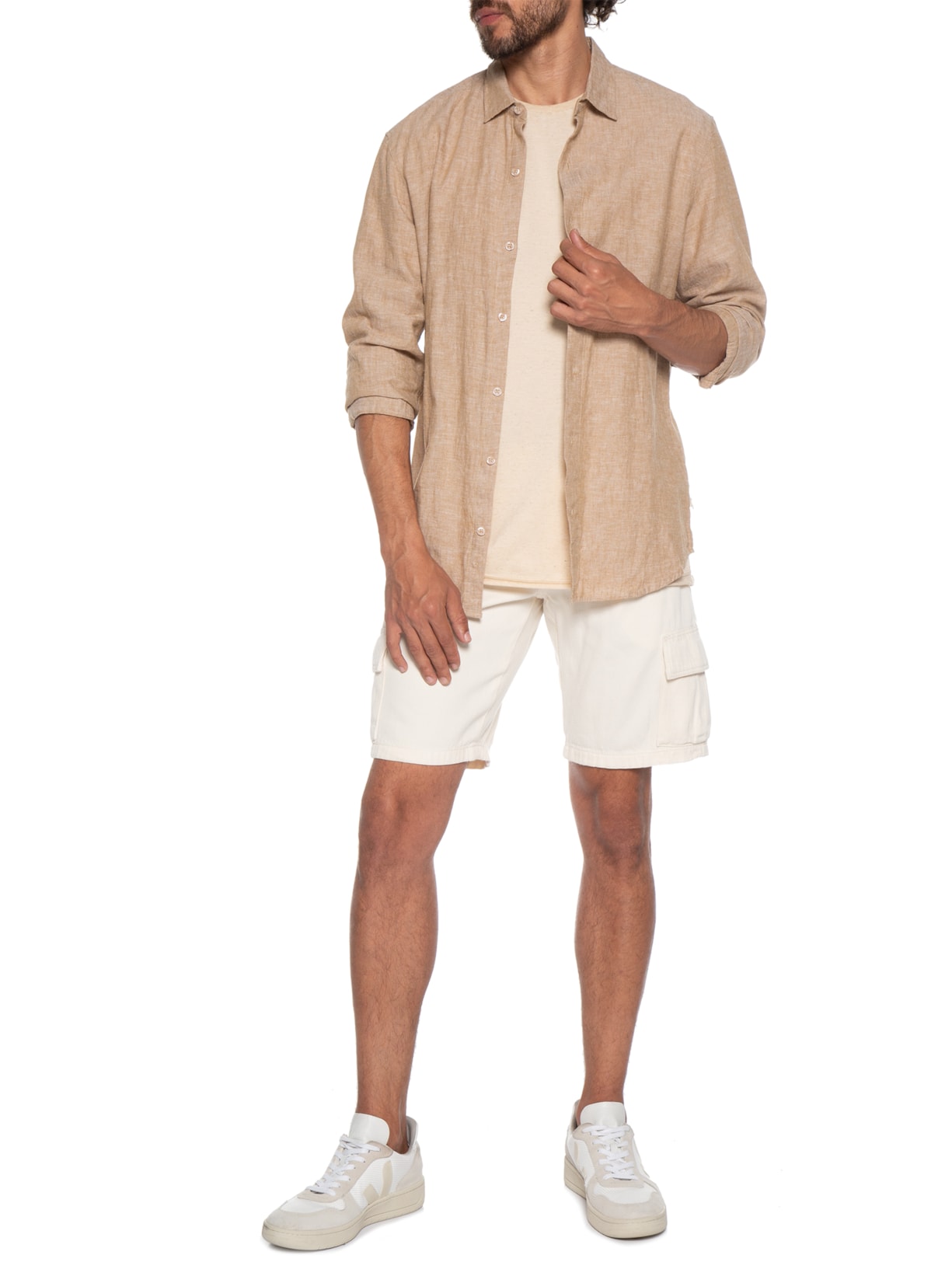 Bermuda Masculina Cargo Off White '2 Essential