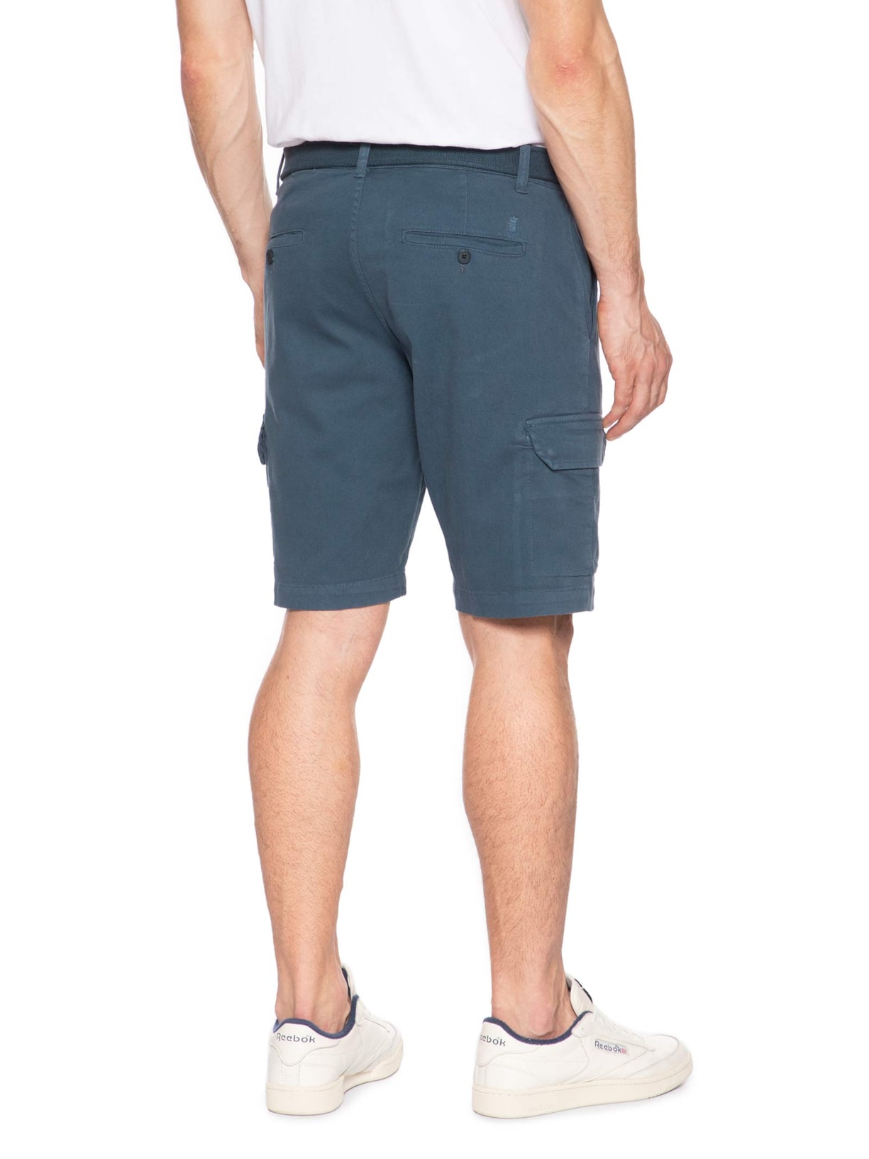 Bermuda Masculina Cargo Sarja Com Cinto Azul Sergio K