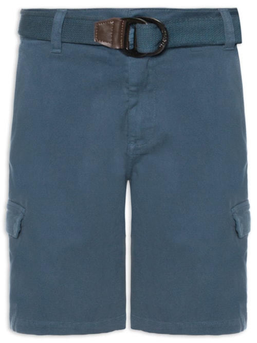 Bermuda Masculina Cargo Sarja Com Cinto - Azul