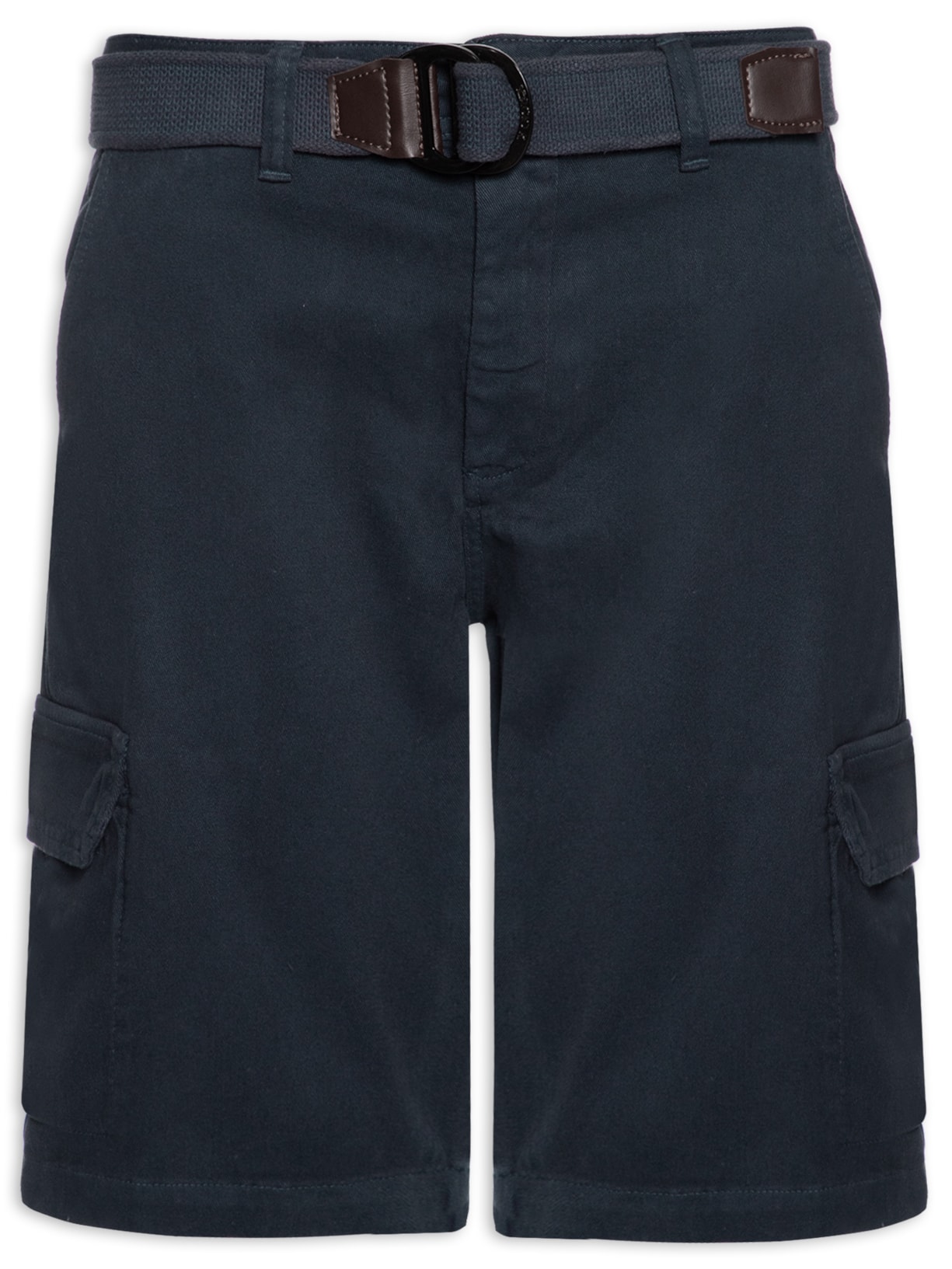 Bermuda Masculina Cargo Sarja Elastano Com Cinto - Azul