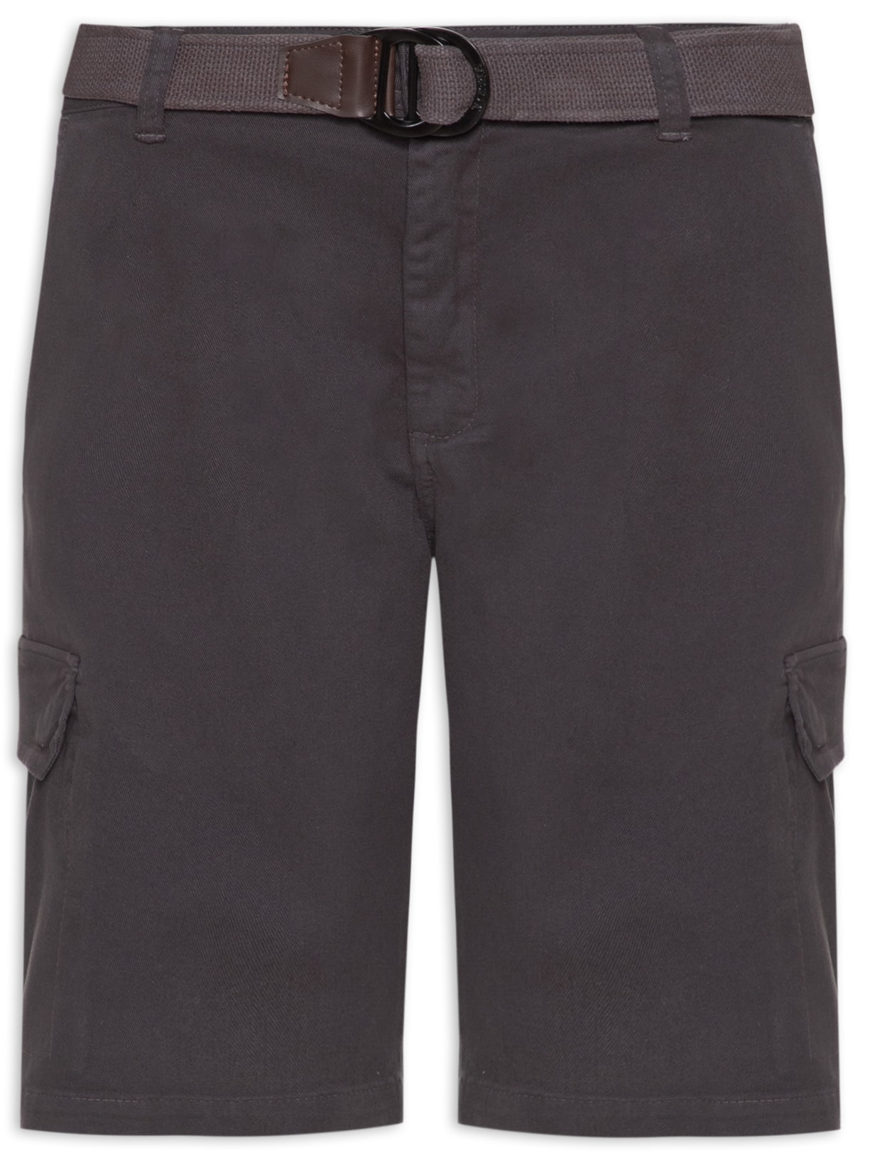 Bermuda Masculina Cargo Sarja Elastano Com Cinto - Preto